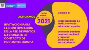 Invitación para la conformación de la Red de Puntos Nacionales de Contacto de Horizonte Europa