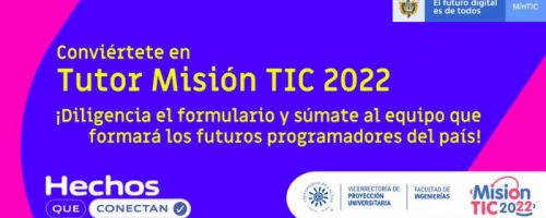 Folleto del proyecto de misión tic para convocar personas profesiones que apoyen las capacitaciones de formación en programación e inglés