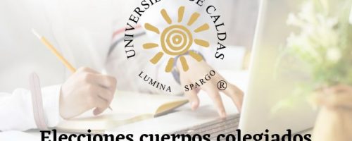 Logo de la Universidad de Caldas, con el texto: Elecciones a cuerpos colegiados