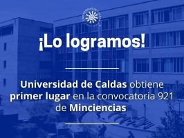 Foto con filtro azul que dice lo logramos en primer lugar de convocatoria de minciencias