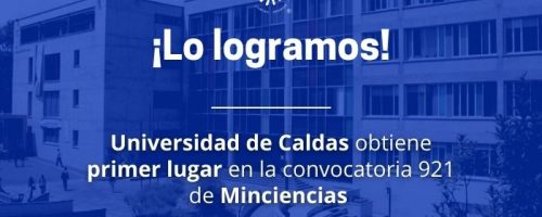 Foto con filtro azul que dice lo logramos en primer lugar de convocatoria de minciencias